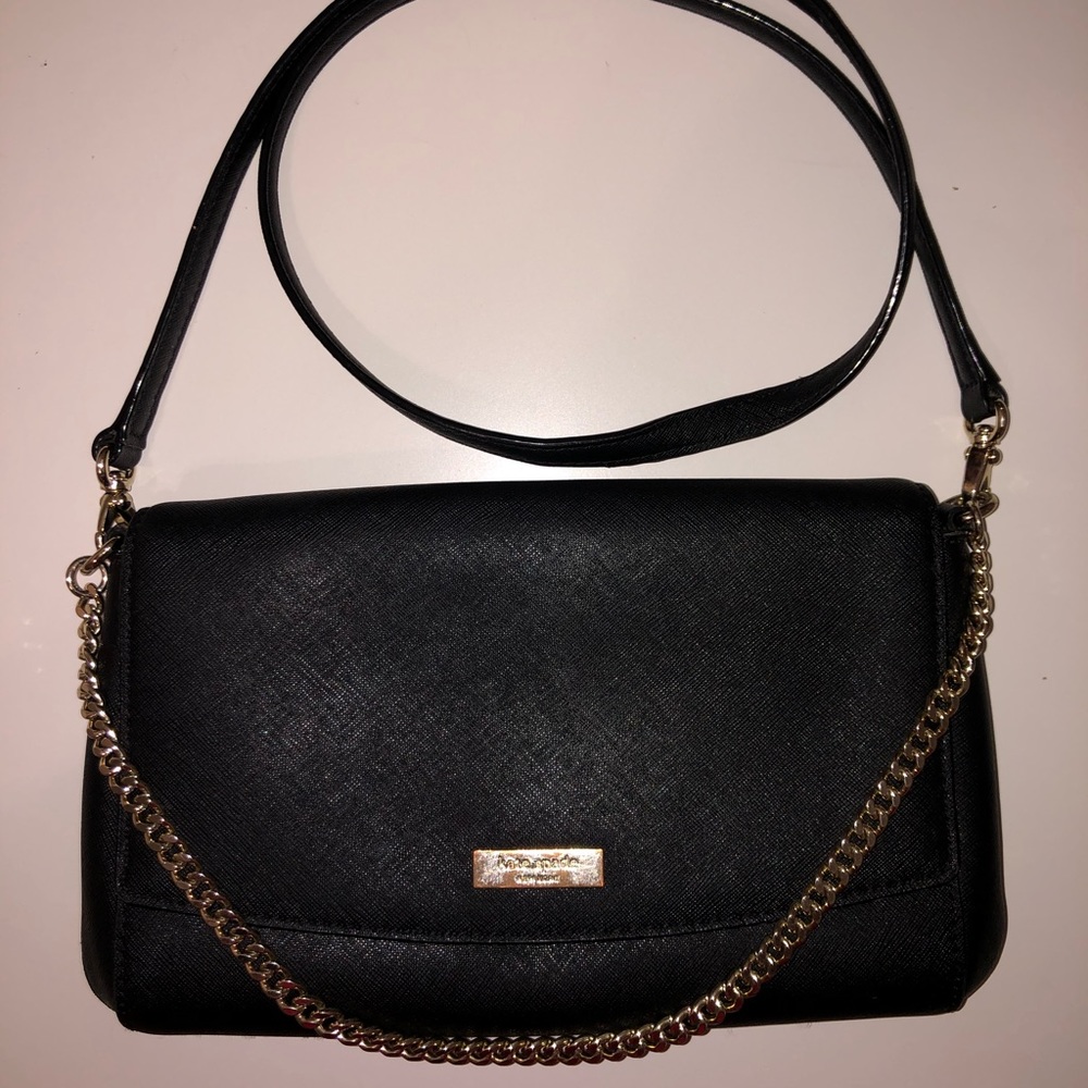 Kate Spade ♠️ Black Crossbody w Gold Chain Strap